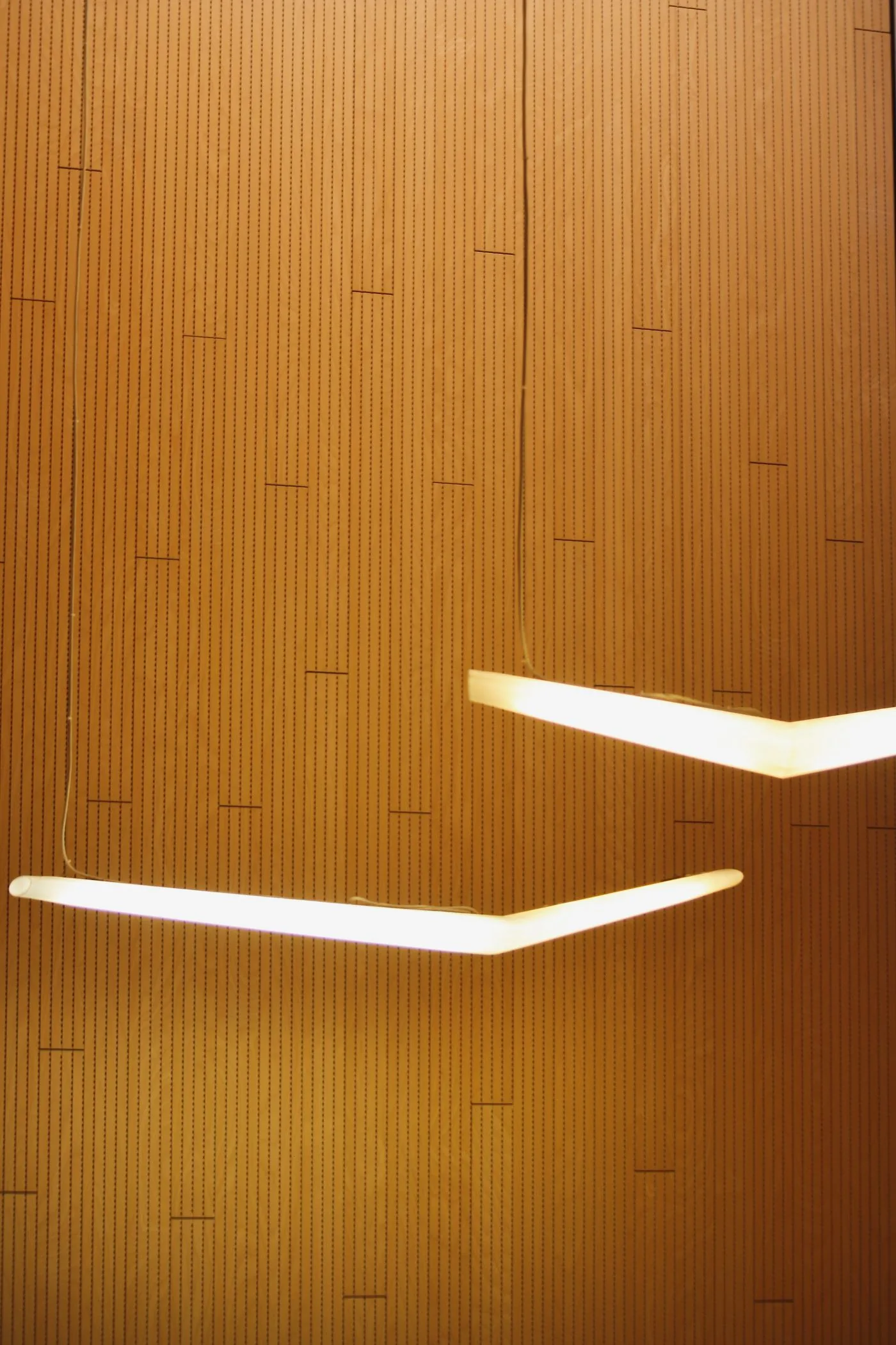 Natural wood slat acoustic system detail